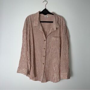 Altair Aerial Striped Button Down Shirt - Red and White